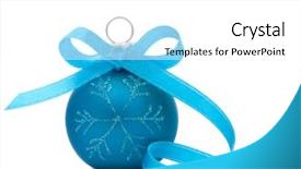  Presentation with aqua - Presentation theme featuring blue christmas ball isolated background and a white colored foreground