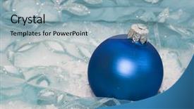 Presentation with snow - PPT theme enhanced with blue christmas ball on snow background background and a light blue colored foreground