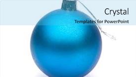 Presentation with white christmas - Amazing presentation theme having blue christmas ball on white backdrop and a cyan colored foreground