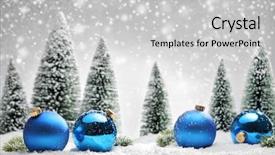  Presentation with fir tree - Slide deck featuring blue christmas balls and fir background and a light gray colored foreground