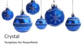  Presentation with christmas balls disco ball - Slides with blue christmas balls over white background and a white colored foreground