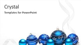  Presentation with white christmas - Presentation design consisting of blue christmas balls with ribbons background and a white colored foreground