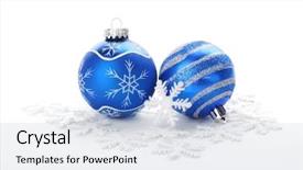  Presentation with ornament - Presentation with blue christmas balls with snow background and a lemonade colored foreground