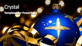  Presentation with blue lights - Audience pleasing PPT theme consisting of blue-christmas-bauble-with-blurred backdrop and a black colored foreground