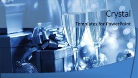  Presentation with blue design - PPT layouts consisting of blue christmas card background and a light blue colored foreground