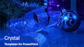  Presentation with blue ribbon - Beautiful presentation featuring blue christmas collage ball and ribbon on a blue background backdrop and a royal blue colored foreground