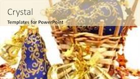  Presentation with golden christmas - Slides enhanced with blue-christmas-decoration-and-golden background and a lemonade colored foreground