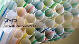  Presentation with close up of rusty rebar - Cool new presentation theme with blue circular water design - close up of drinking straws backdrop and a  colored foreground