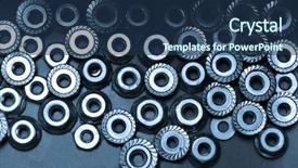  Presentation with dry pineapple close up many - Slide deck consisting of blue circular water design - many metal nuts close up background and a ocean colored foreground