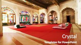  Presentation with india fort - Presentation theme having blue city - moti mahal - the pearl background and a crimson colored foreground