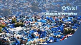  Presentation with city india - PPT theme enhanced with blue city in rajasthan india background and a ocean colored foreground