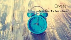  Presentation with wood rustic - PPT theme featuring blue-clock-on-antique-rustic background and a blonde colored foreground