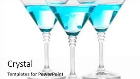  Presentation with cocktail - Cool new slide deck with blue cocktail in martini glasses backdrop and a white colored foreground