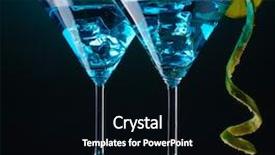  Presentation with cocktail - Colorful slide deck enhanced with blue cocktail in martini glasses backdrop and a black colored foreground
