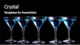  Presentation with black and blue - Slide set enhanced with blue cocktail in martini glasses background and a black colored foreground