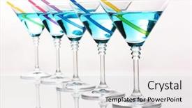  Presentation with blue water splash isolated - Colorful slide set enhanced with blue cocktail in martini glasses backdrop and a  colored foreground