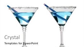  Presentation with oktoberfest bavarian white and blue - Presentation design enhanced with blue cocktail in martini glasses isolated on white background and a white colored foreground