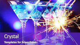  Presentation with cocktail - PPT layouts having blue cocktail in martini glasses background and a royal blue colored foreground