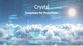  Presentation with scenic - Colorful slide set enhanced with blue codes against scenic view backdrop and a teal colored foreground