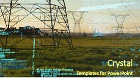  Presentation with electricity - Audience pleasing PPT theme consisting of blue codes against the evening backdrop and a tawny brown colored foreground