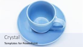  Presentation with coffee cup - Presentation theme featuring blue-coffee-cup-and-saucer background and a light blue colored foreground