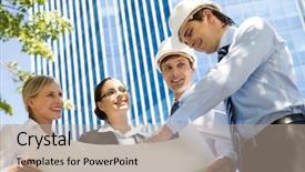  Presentation with small group working - Slides enhanced with blue collar white collar - image of group of several background and a  colored foreground