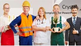  Presentation with performance - Beautiful presentation featuring blue collar worker and business backdrop and a soft green colored foreground