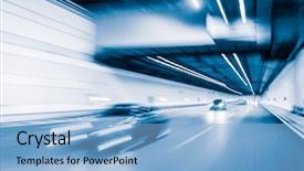  Presentation with abstract dark blue color crayons - Amazing slide deck having blue color tunnel car driving backdrop and a light blue colored foreground