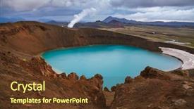  Presentation with hell - PPT theme with blue colored water of circular background and a tawny brown colored foreground