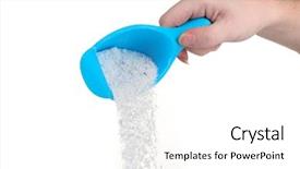  Presentation with hand washing - Presentation enhanced with blue container with washing powder background and a  colored foreground
