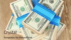  Presentation with money - Cool new PPT theme with caucasian family posed in vintage studio room background wooden wall with decoration backdrop and a violet colored foreground