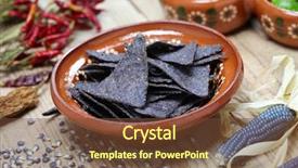  Presentation with tortilla - Audience pleasing PPT theme consisting of blue corn tortilla chips backdrop and a tawny brown colored foreground