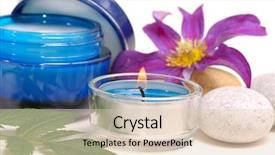  Presentation with lotion - Slide deck featuring replenishment - blue cosmetic cream lotion candle background and a lemonade colored foreground