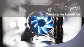  Presentation with light blue - Amazing slide deck having blue-cpu-cooler-inside-pc backdrop and a gray colored foreground