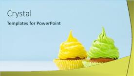  Presentation with cupcake - Slide set with blue-cream-cupcake-on-blue background and a sky blue colored foreground