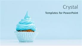  Presentation with cupcake - Presentation theme consisting of blue-cream-cupcake-on-blue background and a sky blue colored foreground