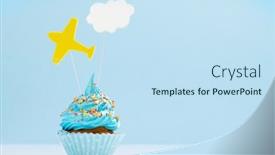  Presentation with decor - PPT theme with blue-cream-cupcake-with-decor background and a sky blue colored foreground