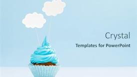  Presentation with blue yellow - PPT theme featuring blue-cream-cupcake-with-speech background and a sky blue colored foreground