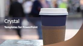  Presentation with coffee cup - PPT theme consisting of blue cup of coffee background and a tawny brown colored foreground