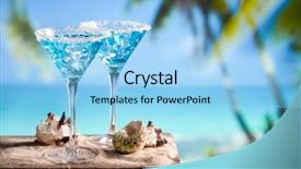  Presentation with liqueur - Slide set with liqueur - fresh cocktail with blue curacao background and a light blue colored foreground