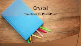  Presentation with blue ribbon - Audience pleasing PPT theme consisting of blue dairy with multicoloured ribbon backdrop and a coral colored foreground