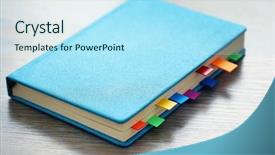  Presentation with dairy - Audience pleasing PPT layouts consisting of blue dairy with multicoloured stickers backdrop and a sky blue colored foreground