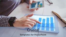  Presentation with data - Beautiful PPT theme featuring blue data against hand using backdrop and a  colored foreground