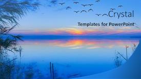  Presentation with dawn - Presentation consisting of blue-dawn-on-the-sea background and a  colored foreground