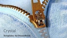  Presentation with denim - PPT layouts enhanced with blue denim clothes fragment with zipper background and a light blue colored foreground
