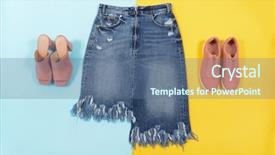  Presentation with of blue jeans denim - Presentation theme having blue denim shorts shoes isolated background and a  colored foreground