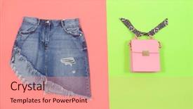  Presentation with jeans denim - Cool new PPT layouts with blue denim skirt and handbag backdrop and a  colored foreground