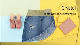 Presentation with of blue jeans denim - Presentation theme having blue denim skirt shoes handbag background and a  colored foreground