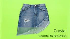  Presentation with jeans denim - Slide set enhanced with blue denim skirt shorts isolated background and a  colored foreground