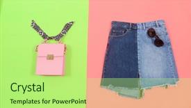  Presentation with of blue jeans denim - Presentation design consisting of blue denim skirt with bag background and a  colored foreground